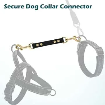 PetBonus Dog Collar Safety Clip, Waterproof Prong Collar Backup Safety Strap for Dog Harness to Collar, Odor Proof Double Ended Clasp Leash Connector for Training Walking (Black)