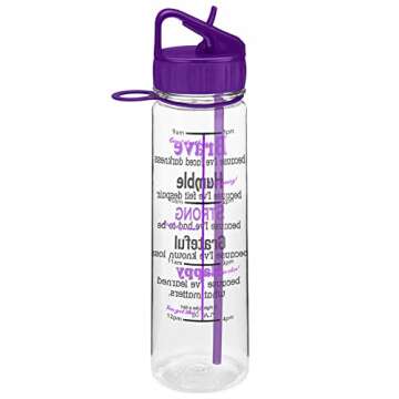 Brave SlimKim 30 oz Motivational Water Bottle with Time Marker & Straw for Pancreatic Cancer, Domest...