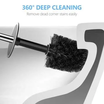 SetSail Toilet Brush, Compact Size Toilet Bowl Brush and Holder Toilet Brushes for Bathroom with 304 Stainless Steel Handle Toilet Cleaner Brush with Durable Scrubbing Bristles, 2 Packs
