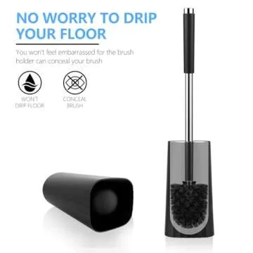 SetSail Toilet Brush, Compact Size Toilet Bowl Brush and Holder Toilet Brushes for Bathroom with 304 Stainless Steel Handle Toilet Cleaner Brush with Durable Scrubbing Bristles, 2 Packs