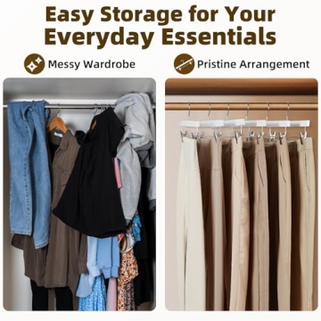 Premium Wooden Pants Hangers - Space Saving & Adjustable