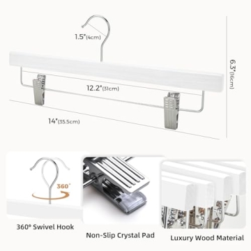 Premium Wooden Pants Hangers - Space Saving & Adjustable