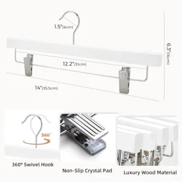 Premium Wooden Pants Hangers - Space Saving & Adjustable