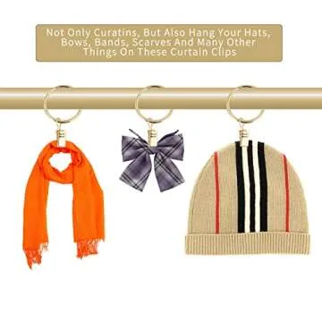 40 Pcs 1.5" Metal Curtain Rings with Clips Curtain Rod Rings Clips, Rustproof Curtain Closer Clips Drapery Hanging Rings Clips for Tension Rod Bracket Eyelets Decorative Hangers, Gold