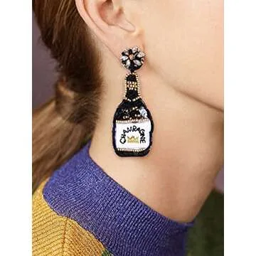 Stylish HZEYN Champagne Bottle Drop Earrings for Women