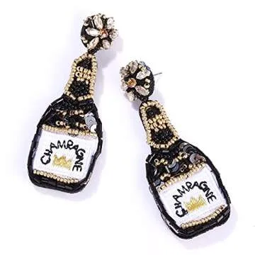 Stylish HZEYN Champagne Bottle Drop Earrings for Women