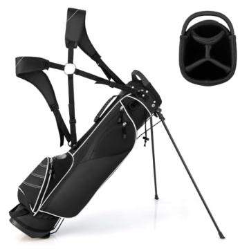 Tangkula Golf Stand Bag - Lightweight Organized Shoulder Bag with 4 Way Dividers & 4 Pockets, Perfec...