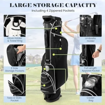 Lightweight Tangkula Golf Stand Bag with 4 Pockets