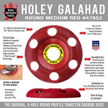 King Arthur's Tools Original and Patented Round Medium Red Holey Galahad Tungsten Carbide Disc for W...