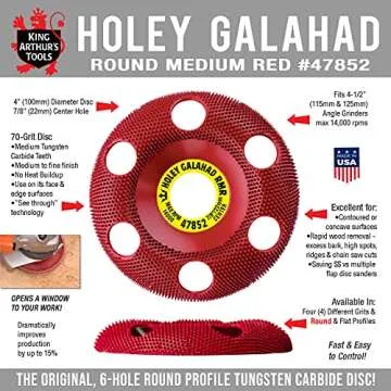 King Arthur's Tools Original and Patented Round Medium Red Holey Galahad Tungsten Carbide Disc for W...
