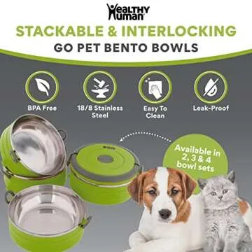 Travel Pet Bento Bowls - Stainless Steel & BPA-Free Set