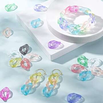PH PandaHall 200 pcs Acrylic Linking Rings, 10 Colors Quick Link Connectors Anti-Lost Keeper Holder Strap Ring for Earring Necklace Jewelry Eyeglass Chain DIY Craft Making