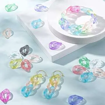 PH PandaHall 200 pcs Acrylic Linking Rings, 10 Colors Quick Link Connectors Anti-Lost Keeper Holder Strap Ring for Earring Necklace Jewelry Eyeglass Chain DIY Craft Making