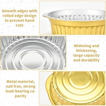 SuiXinCook Gold Aluminum Foil Pans for Cooking & Baking