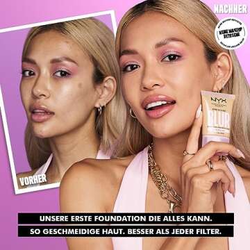 NYX PROFESSIONAL MAKEUP Bare With Me Blur Skin Tint Foundation Make Up with Matcha, Glycerin & Niaci...