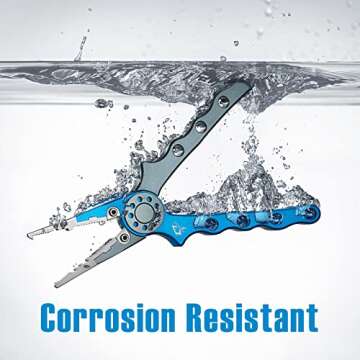 Piscifun Fishing Pliers, Saltwater Fishing Pliers with Split Ring, Fish Hook Remover, Corrosion Resistance Fly Fishing Pliers with Braid Cutters, Sheath and Lanyard, Fishing Gear Gifts for Men, Blue