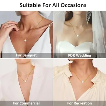 10mm Gold Pearl Necklace - Elegant Jewelry for Women