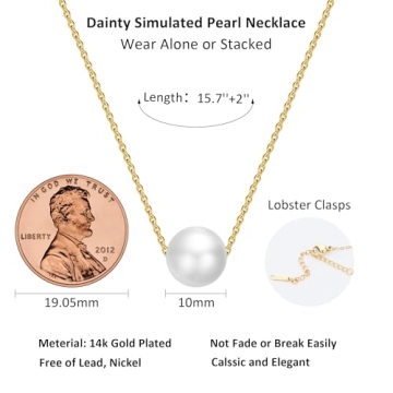 10mm Gold Pearl Necklace - Elegant Jewelry for Women