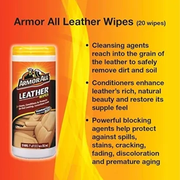 Armor All Leather Wipes for Cars and Motorcycles - 20 Count