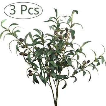 Warmter 28" Artificial Olive Branches Plants Blackish Green Olives Fruit Artificial Greenery UV Resistant Plants Artificial Plant for Indoor Outside Decor