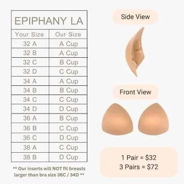 Epiphany LA Women's Push Up Padding Inserts for Swimsuits, Sports Bras and Clothing (A Cup - 1 Pair) Beige