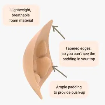 Epiphany LA Women's Push Up Padding Inserts for Swimsuits, Sports Bras and Clothing (A Cup - 1 Pair) Beige