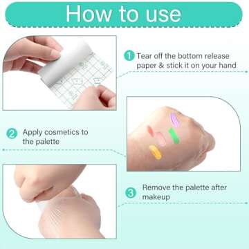 200 Pieces Makeup Hand Palette Single Use Makeup Mixing Palette Disposable Foundation Mixing Tray Adhesive Artist Cosmetic Makeup Palette Waterproof Makeup Tape for Women Girl (3.15 x 3.15 Inch)