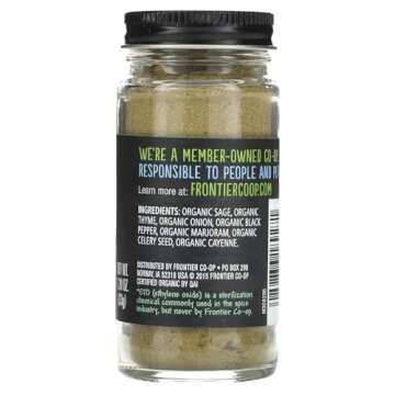 Frontier Poultry Seasoning Certified Organic, Salt-Free Blend, 1.2-Ounce Bottle