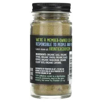 Frontier Poultry Seasoning Certified Organic, Salt-Free Blend, 1.2-Ounce Bottle