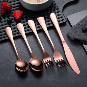 Elegant Rose Gold Flatware Set 20 Piece for Upscale Dining