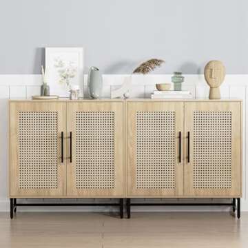 Vrullu Natural Rattan Storage Cabinet, Free Standing