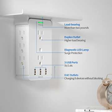 Power Charger Shelf with 11 Ports & Surge Protection