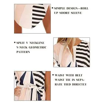 TEMOFON Women's Summer Floral Midi Dress with Belt