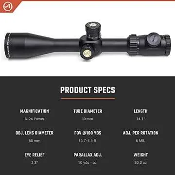 Athlon Optics Argos BTR GEN2 6-24x50 Riflescope - APMR FFP IR MIL, Black