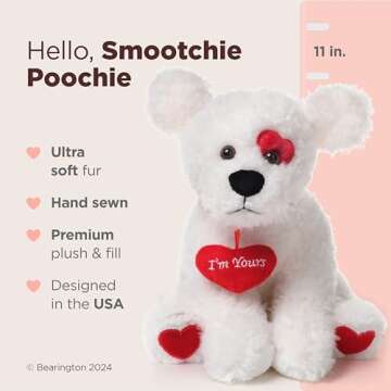 Bearington Smootchie Poochie Valentine's Day Stuffed Animal, 10 Inch Puppy Stuffed Animal, Ideal for...