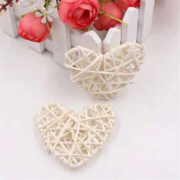 Heart-shaped Natural Wicker Balls for Weddings & Crafts