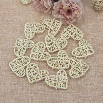 Heart-shaped Natural Wicker Balls for Weddings & Crafts