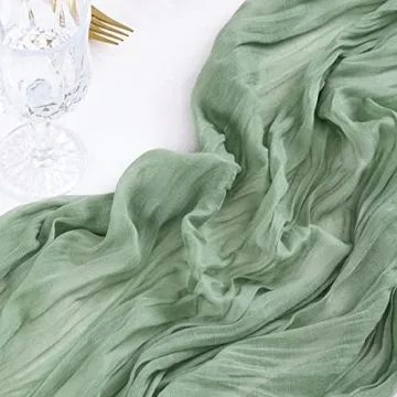Sage Green 120 Inch Cheesecloth Table Runner