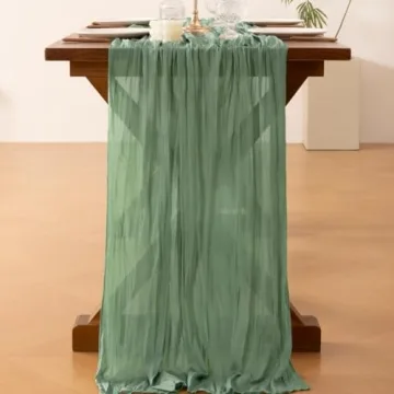 Sage Green 120 Inch Cheesecloth Table Runner