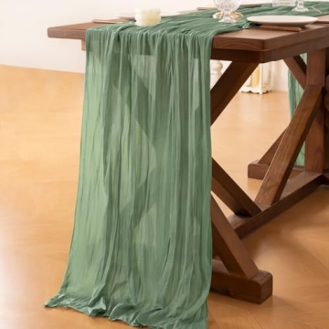 Sage Green 120 Inch Cheesecloth Table Runner