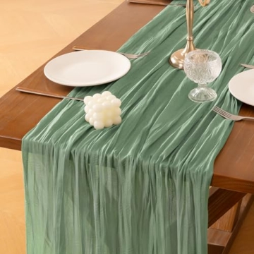 Sage Green 120 Inch Cheesecloth Table Runner