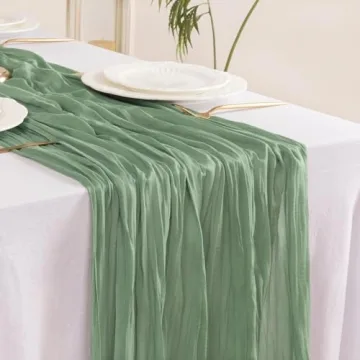 Sage Green 120 Inch Cheesecloth Table Runner