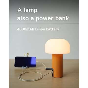 WEILAILUX Cordless Mushroom Table Lamp for All Occasions