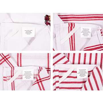 KAF Home Pantry Appliqué Kitchen Holiday Dish Towel Set of 4, Cotton Rich, 18 x 28-inch (Valentine's Bicycle)