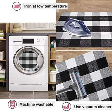 Fall Door Mat, Black and White Buffalo Plaid Outdoor Doormat, Washable Welcome Checkered Front Door Mat Porch Decor Fall Decorations for Home, Indoor, Front Door, Farmhouse, Entryway