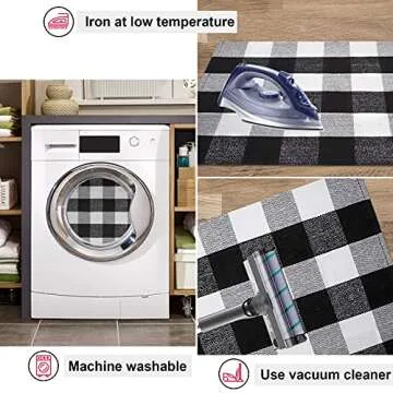 Fall Door Mat, Black and White Buffalo Plaid Outdoor Doormat, Washable Welcome Checkered Front Door Mat Porch Decor Fall Decorations for Home, Indoor, Front Door, Farmhouse, Entryway