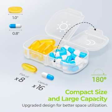 AUVON XL Weekly Pill Organizer 2 Times a Day, Pill Box 7 Day with One-Side Large Openings for Easy t...