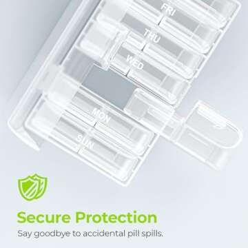 AUVON XL Weekly Pill Organizer for 7 Days, Easy Use