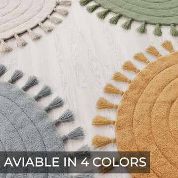 Beautiful Boho Rug with Tassels for Your Bathroom - Soft Half Circle 100% Cotton Mat Fits Perfectly Into Your Home - A Cute, Non-Slip and Absorbent Crochet Rug Ideal to Enhance Any Bath/Bedroom Decor