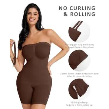 FeelinGirl Tummy Control Shapewear Bodysuit for Women Seamless Strapless Body Shaper Shortie Butt Lifter Women Wear Under Dress XXL